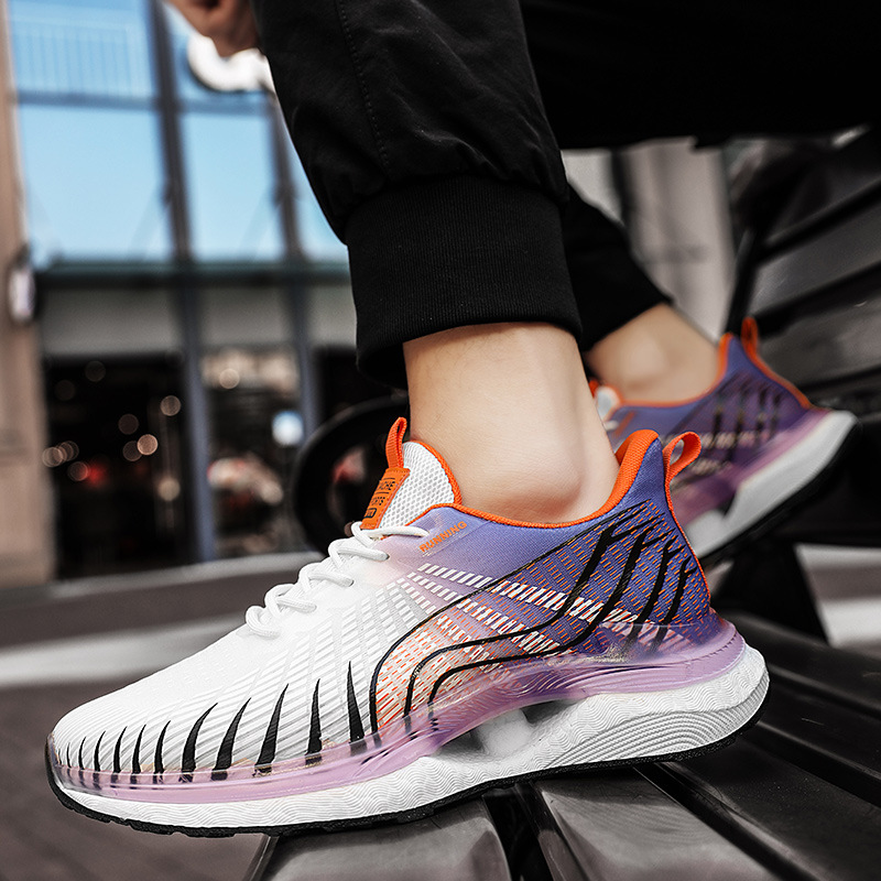 Men Sports Shoes Thick Sole Colorful Running Training Casual Style Versatile Breathable Triple Blue Purple Brown Free shipping