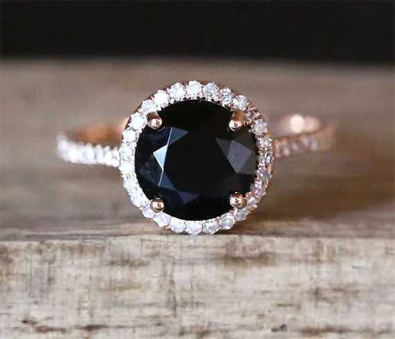 925 Sterling Silver Color Style Womens Natural Black Close Ring Inlaid Zircon Diamond Gemstone Rose Gold Geometric JewelryXJ250104