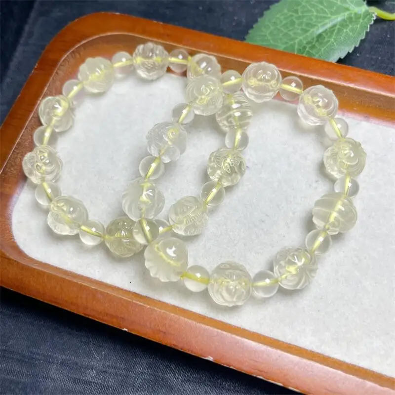 12MM Natural Lemon Citrine Fox Fairy Bead Bracelet For Women Men Love Gift Crystal Beads Strands Jewelry Gift 1PCS 250102