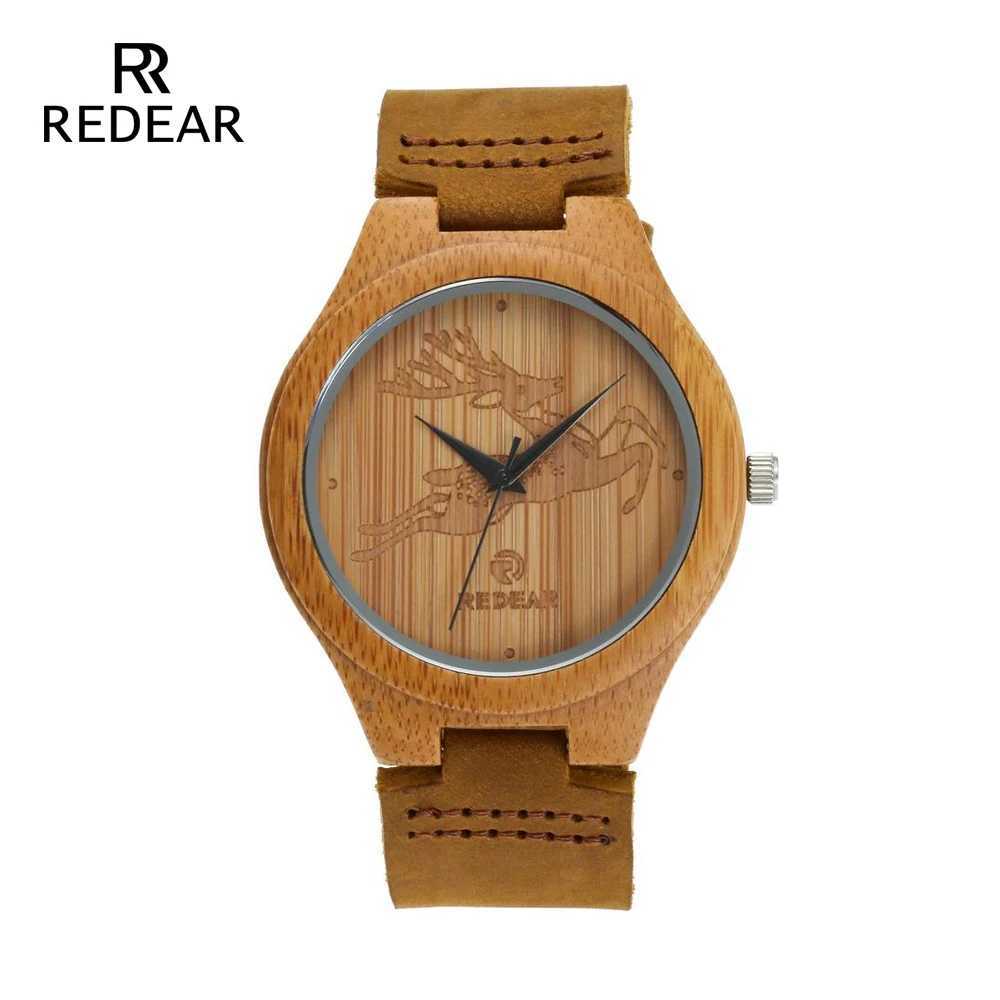 REDEAR OEM him and her reindeer style bamboo mens luxury leather wooden wristband as a holiday gift W250104