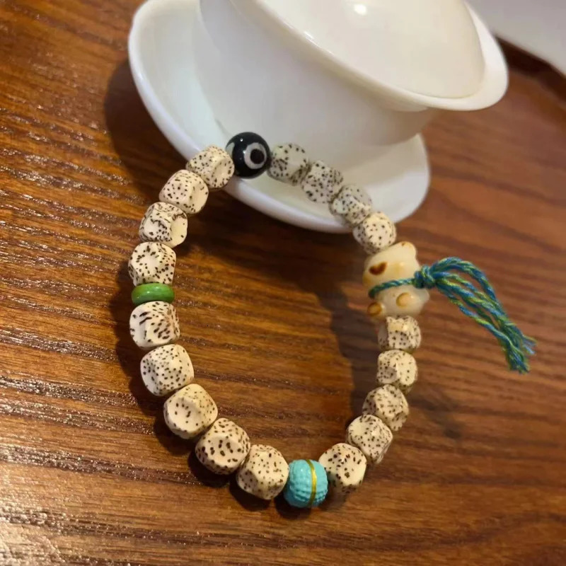 Xiangxiang Xingyue with Bodhi Love Bear Single Circle Buddha Bracelet Beads Men and Women Jewelry Accessories 250102