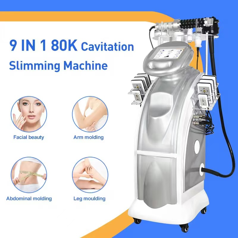9 in 1 25k 40k 80k fat ultrasonic cavitation slimming machine lipolaser vacuum rf cavitation system liposuction machine device