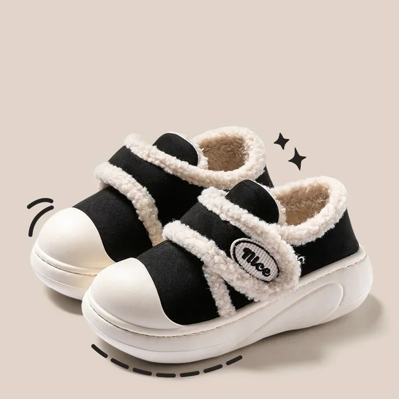 Women Anti-slip Winter Cotton Shoes Ladies Casual Thick Sole Warm Slippers Female Outdoor Fashion Thick Sole Flat Footwear 250103