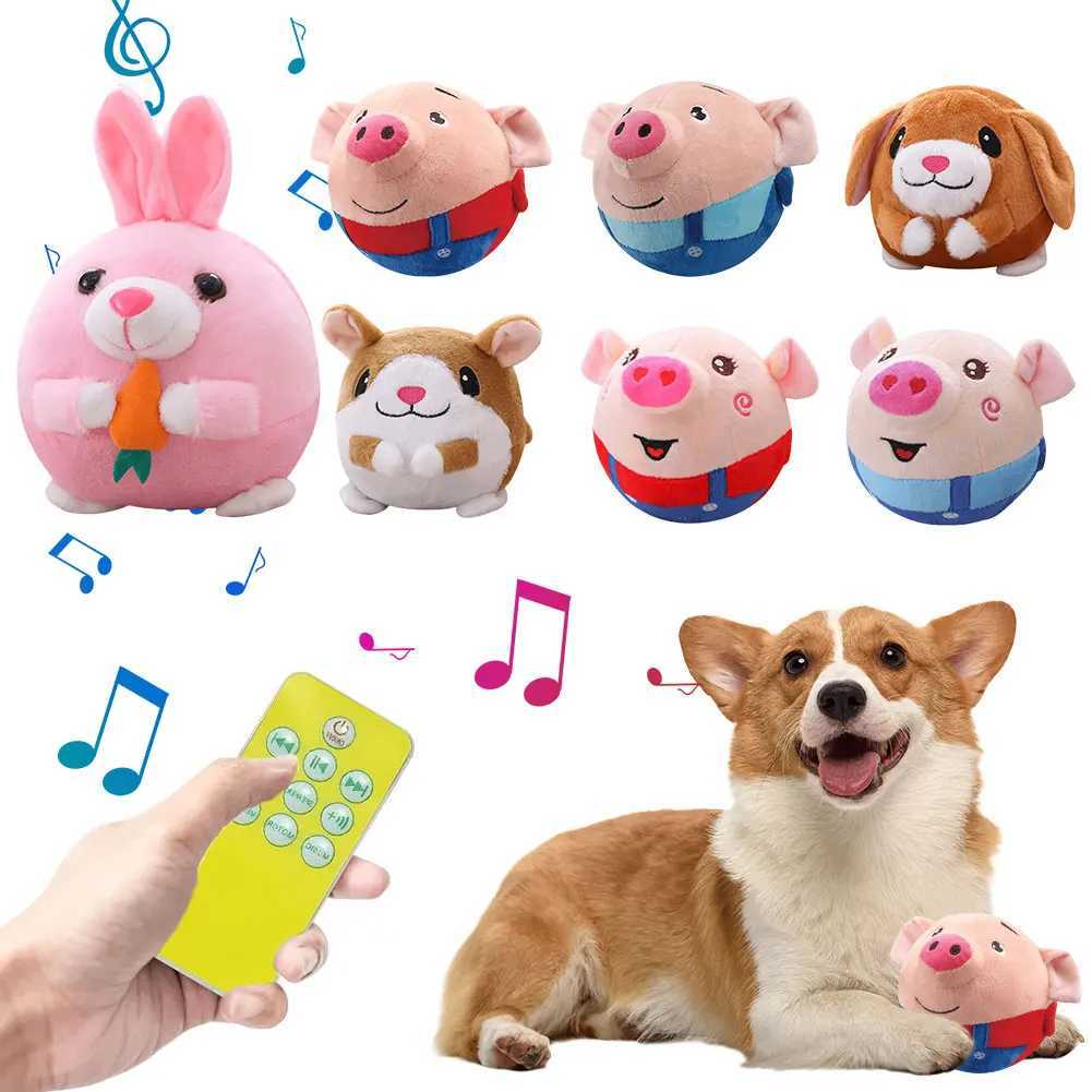 Others Dog Toys Chews Cartoon Pig Interactive Dog Toy Washable Talking Mobile Dog Ball Toy USB Charging Pet Bounce Ball H250217