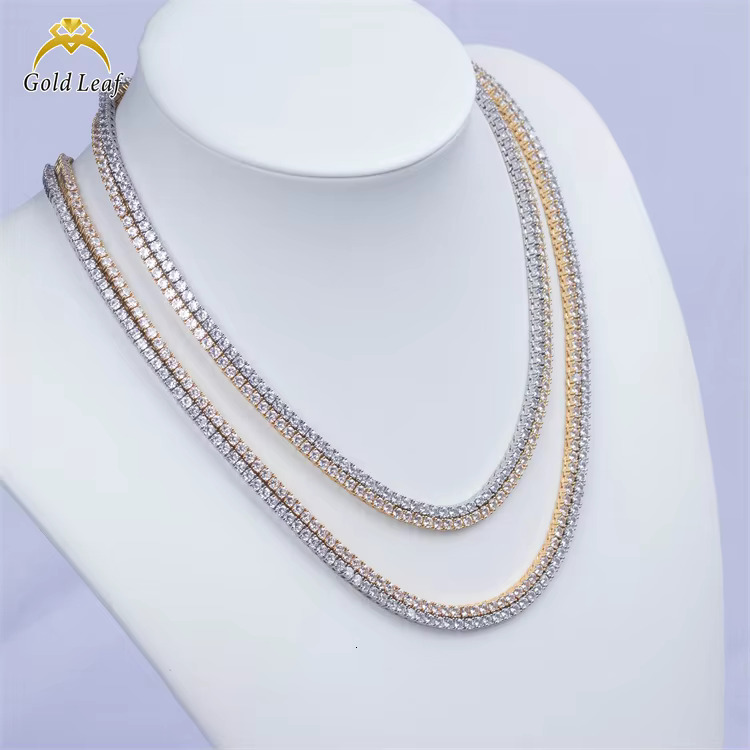 Goldleaf Jewelry Necklace Vvs Pendants High End Sterg Sier Custom Moissanite Tennis Chain