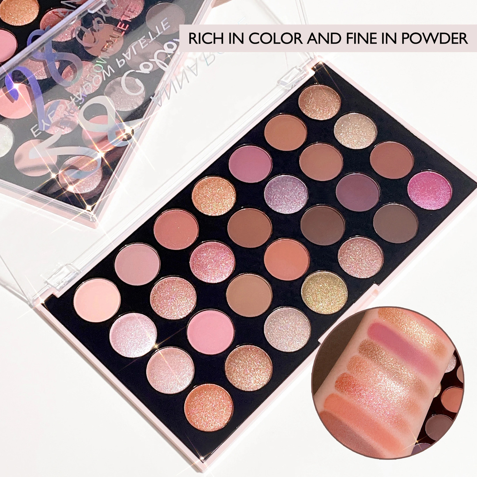28-color eyeshadow palette pearlescent matte earthy tones non-easy to fade affordable multi-color eyeshadow palette 250103
