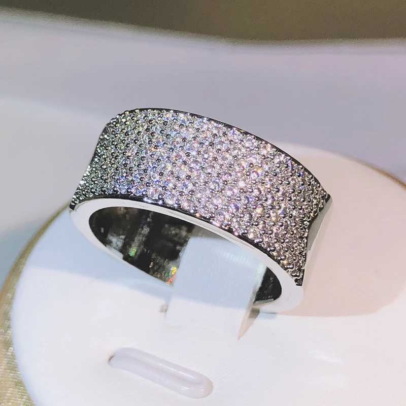 925 silver fashionable crystal finger ring with sparkling rhinestones vintage wedding ring womens romantic jewelry giftXJ250412
