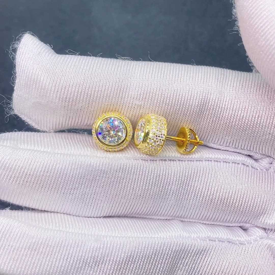 6mm Moissanite Earrings For Women Iced Out Ear Studs Pass Diamonds Tester Hip Hop Jewelry With GRA Fashion Earrings Women