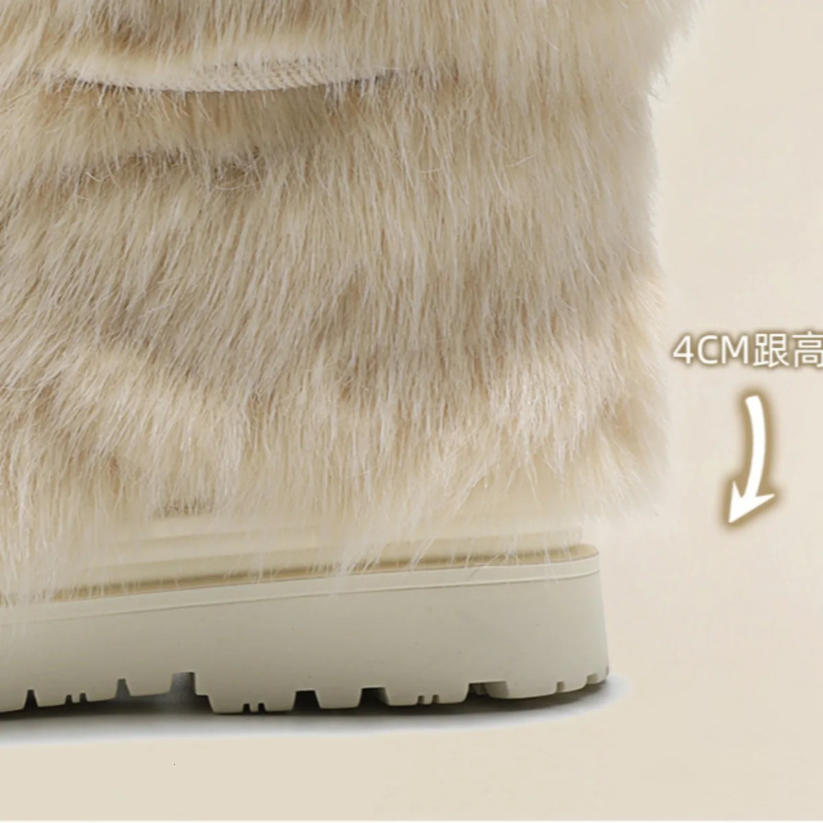 Faux Fur Boots for Women Warm Comfortable Woman Ski Boots 2024 Winter Middle Claf Lace-up Waterproof Platform Snow Boots Black 250103