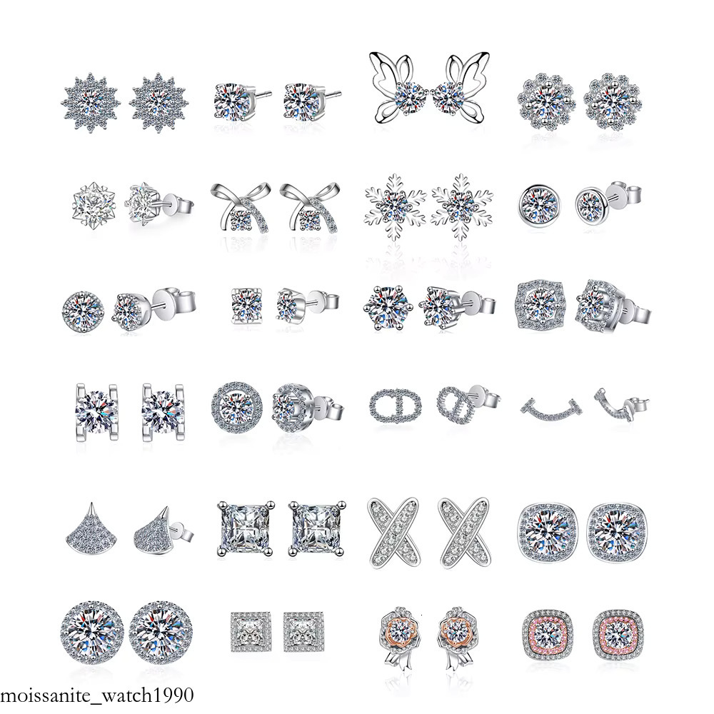Ready To Ship GRA Moissanite Earrings Lab Dia S Sterg Sier Earring for Women Men Lovers Ear Stud 1CT 2CT