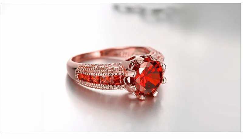 Soild 18K Yellow Gold Princ Ruby Wedding Engagement Rings for Women Fashion Fine Jewelry Rose Gold Christmas GiftsXJ250104