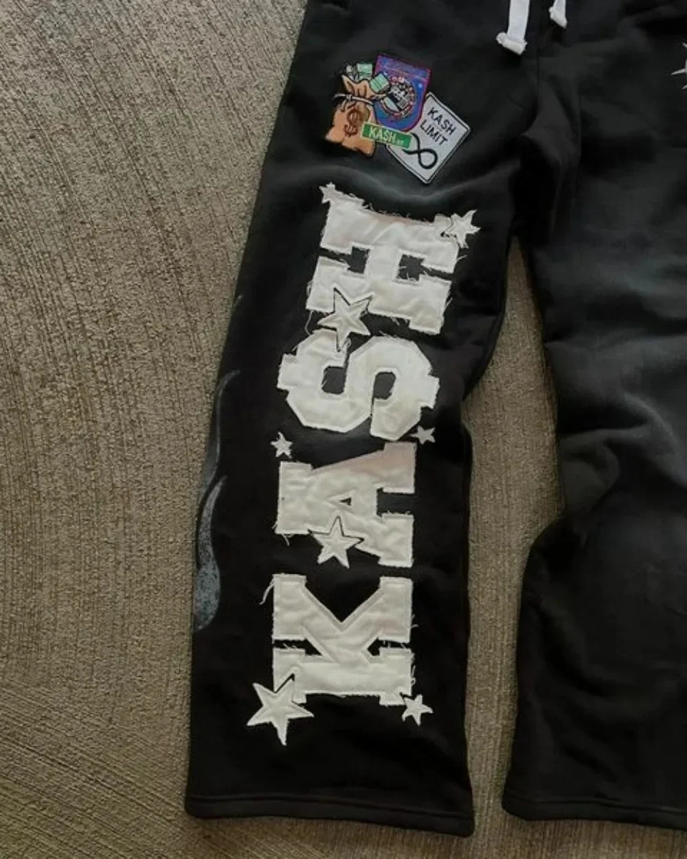 Harajuku Gothic Y2k Mens Black Sports Pants Double Waist Mens and Womens Casual Sports Pants Street Wear Pattern Embroidered Pants 250103