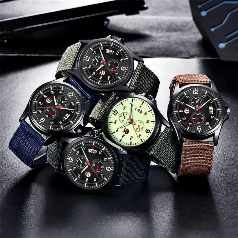 Mens Original XINEW Brand Student Fashion Nylon Band Simple Sports Military Date Quartz Wrist Relogio Masculino W250104