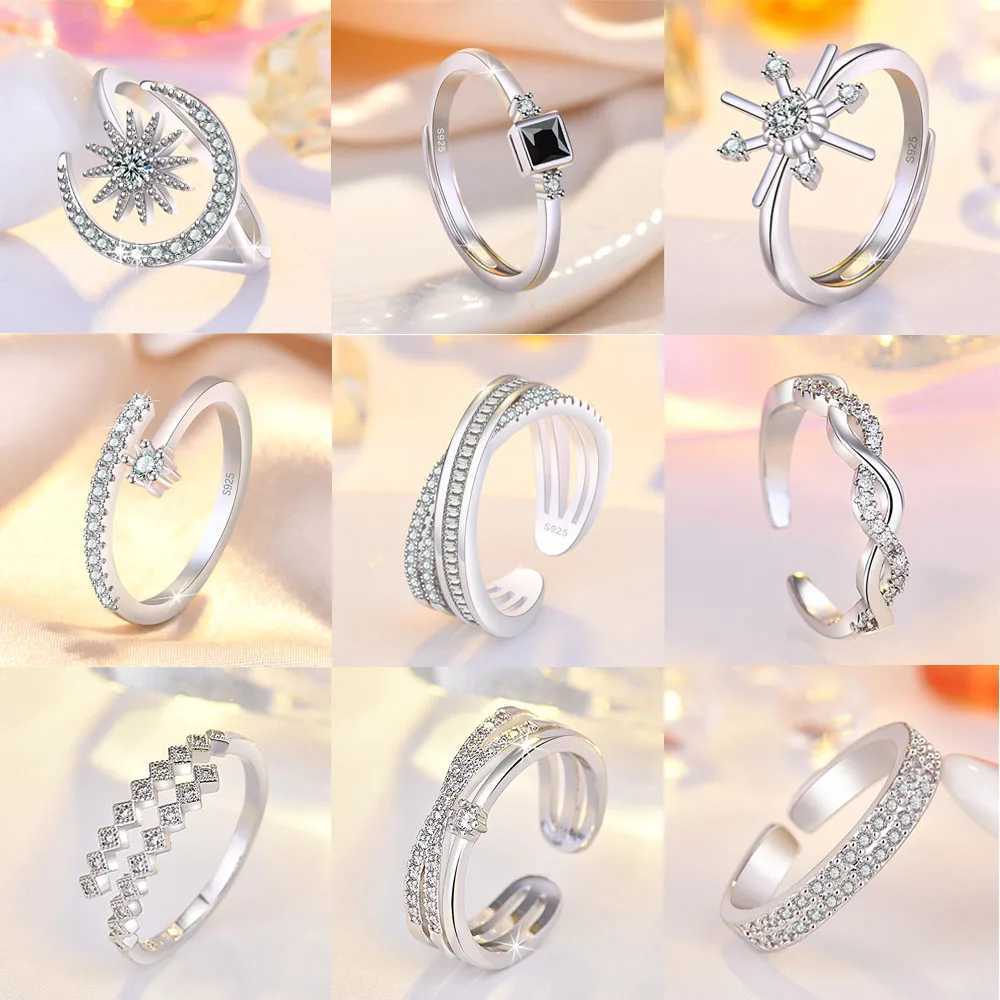 New 925 Sterling Silver Ring AAA Zircon adjustable Size Engagement Rings For Women Wedding Ring Party Fashion N Jewelry GiftXJ250104