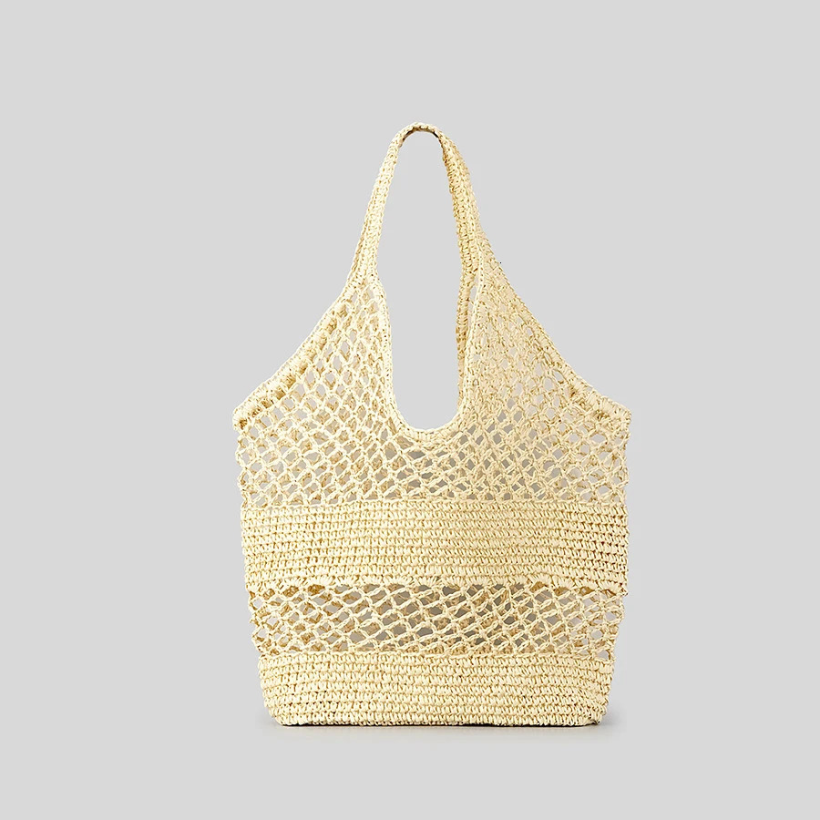 Casual Hollow Straw Women Shoulder Bags Paper Woven Lady Handbags Handmade Summer Beach Large Tote Bag Big Shopper Purses 250102