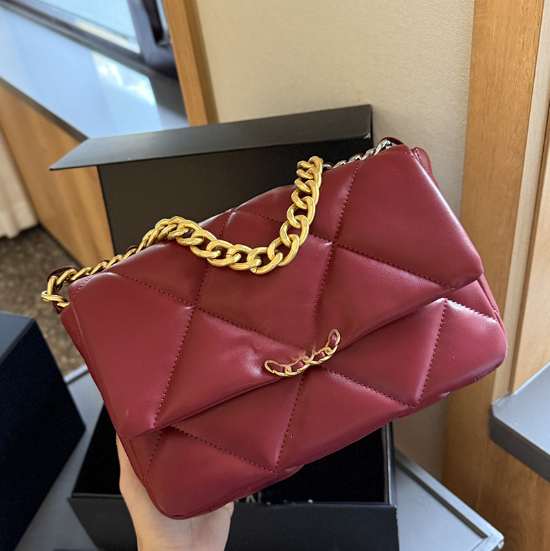 8 Colors 19 Series Bag Designer Women Shoulder Cc Bag Luxury Totes Clutch Handbag Purse Classic Flap with Woven Buckle Two -tone Thick Chain Cross Body Wallet Sac 26/20cm
