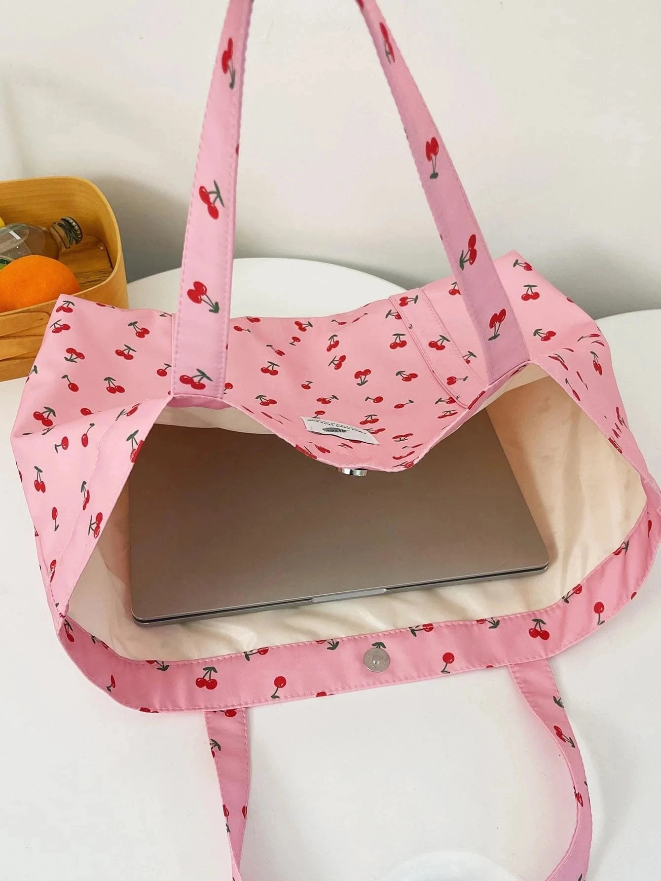 Fashionable Sweet Pink Strawberry Cherry Tote Bag For Women Large Capacity Casual Versatile Portable Shopping Shoulder Bag 250102