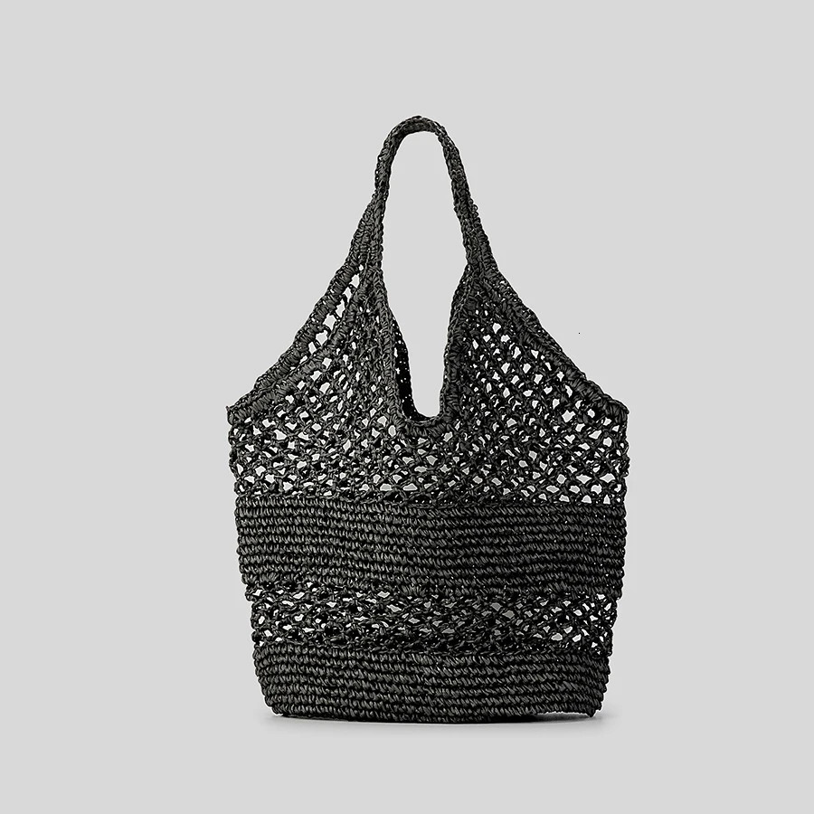 Casual Hollow Straw Women Shoulder Bags Paper Woven Lady Handbags Handmade Summer Beach Large Tote Bag Big Shopper Purses 250102