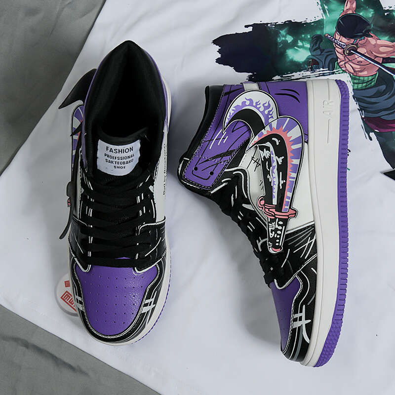 Fashion Purple High Top Casual Sneaker Hip-Hop Des igner Anime Sneakers for Men Streetwear Platform Skateboarding Shoes
