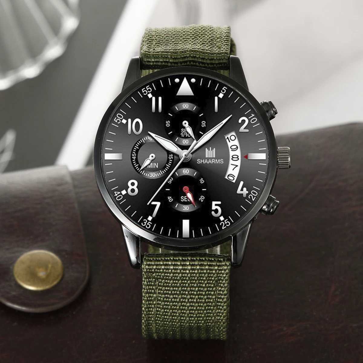 Mens Handmade Army Green Series Quartz+4 Bracelet W250104