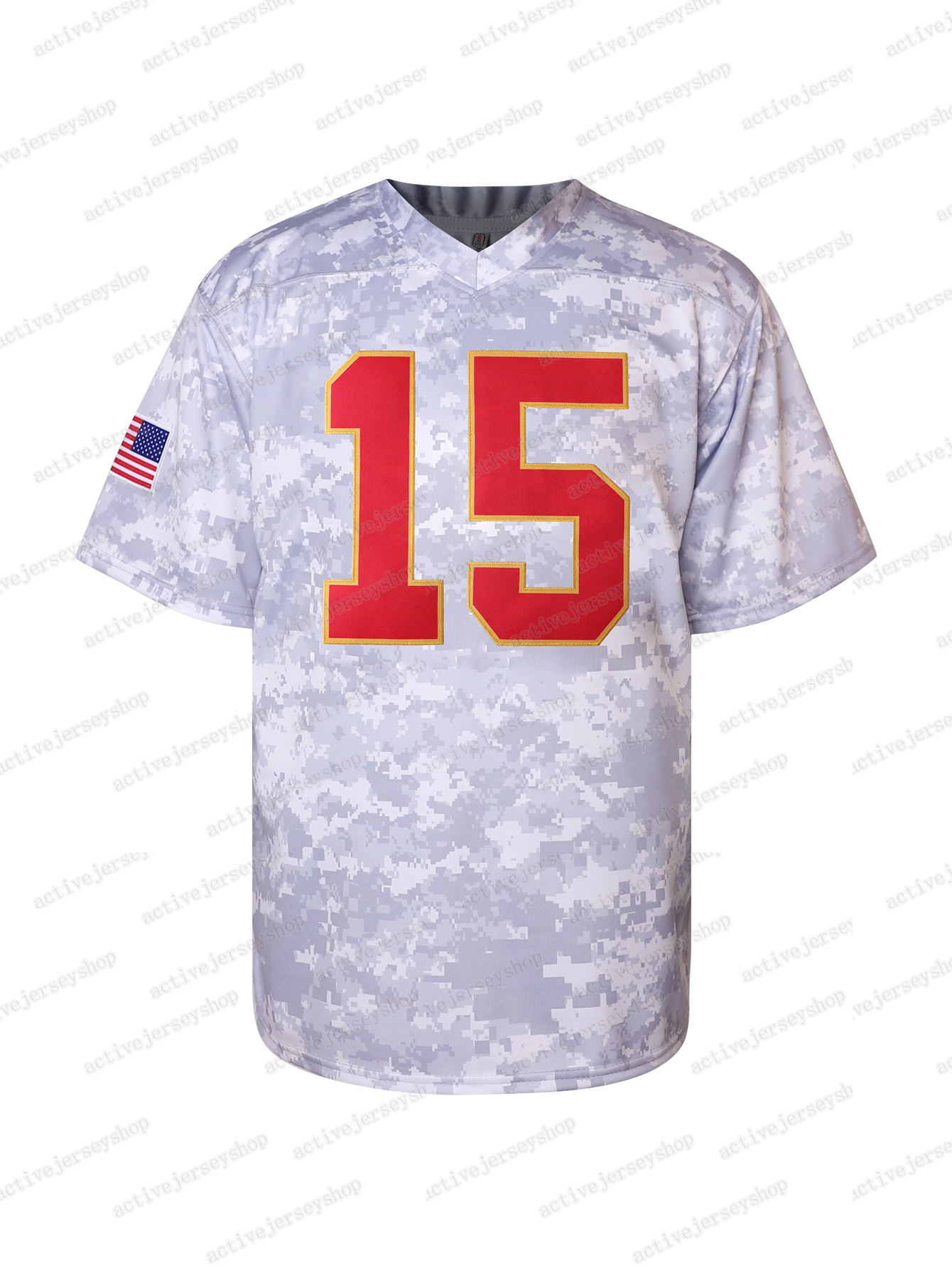 Men's 5 Daniels Camouflage Embroidered Football jersey V-neck, Short Sleeve, Breathable Sports jersey, Suitable for Training and Competition