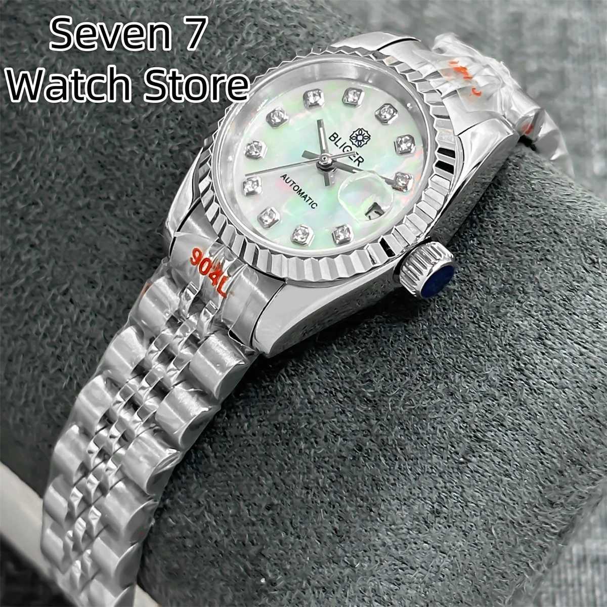 BLIGER 26mm Mechanical Womens Diving NH05 Automatic Mother of Pearl Color Dial Sphire Glass Waterproof W250104