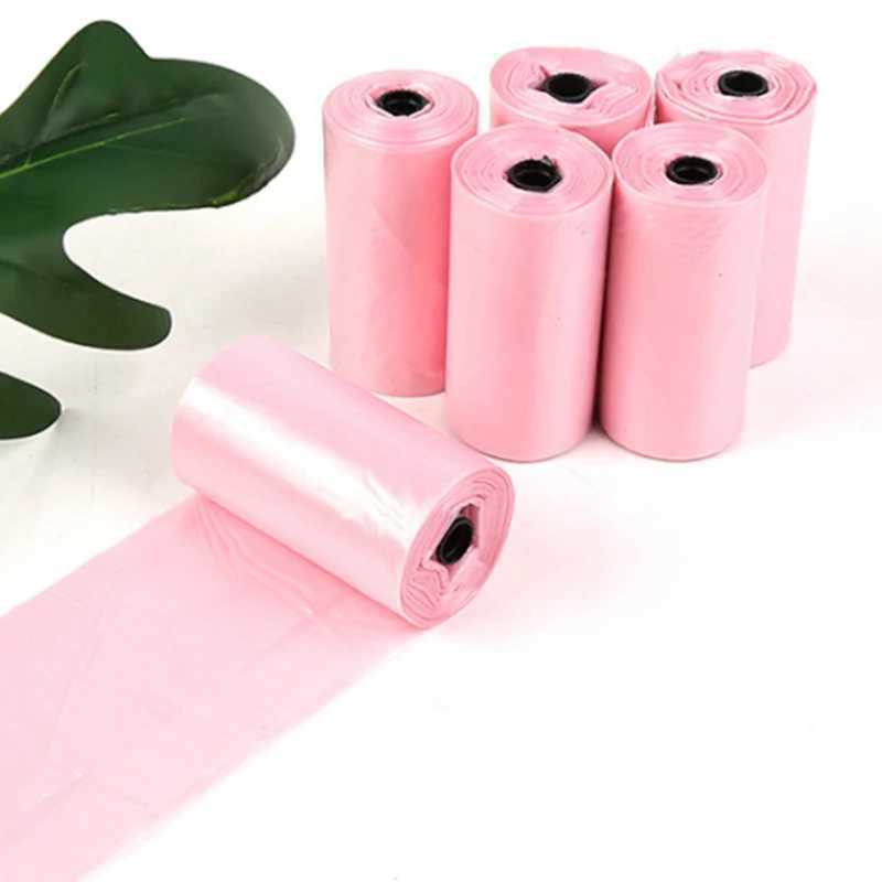 6 Rolls 90Pcs Pink Pet Dog Waste Poop Bag Dog Cat Waste Pick Up Cleaning Bag Pet Shit Bags Walking Household Garbage BagsXJ250104