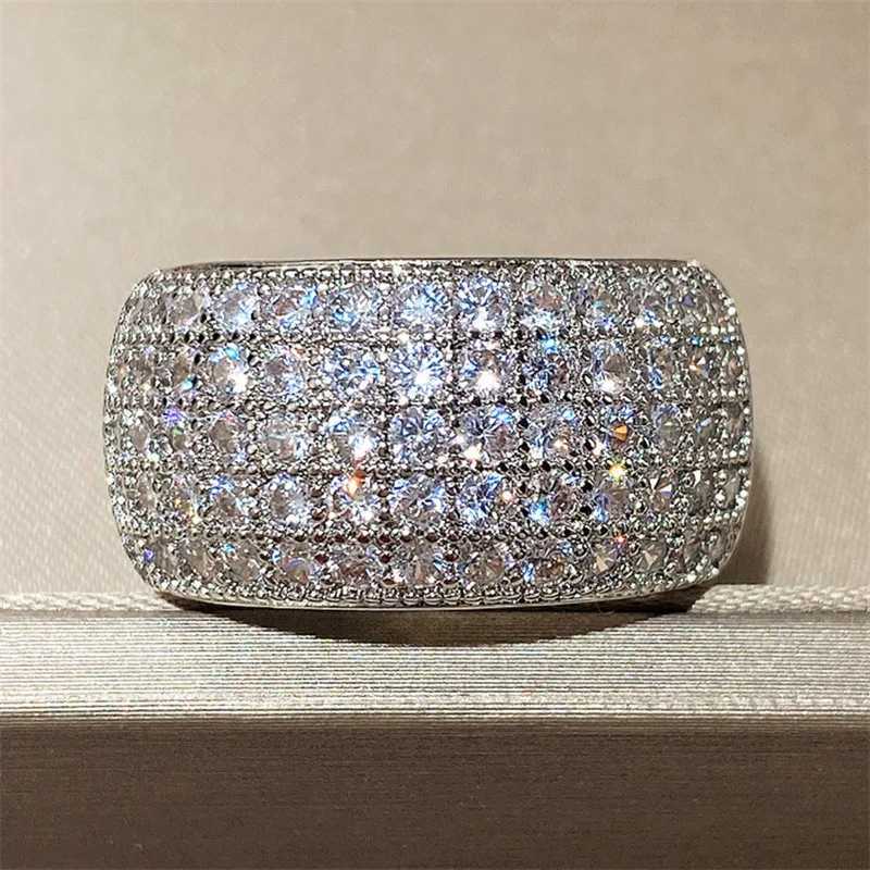 Exquisite Female Rings 925 Sterling Silver Super Shiny Half Circle Zircon Finger Rings for Women Promise Wedding JewelryXJ250104
