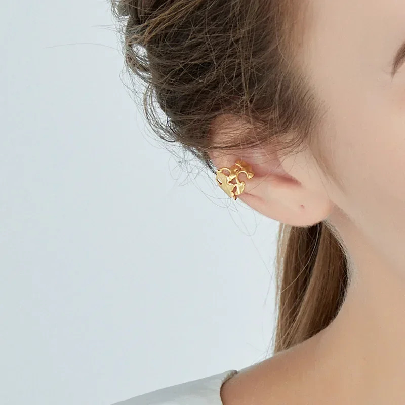 INATURE Late Autumn 925 Sterling Silver Ear Cuff Ginkgo Leaf Clip Earrings for Women Jewelry 250103