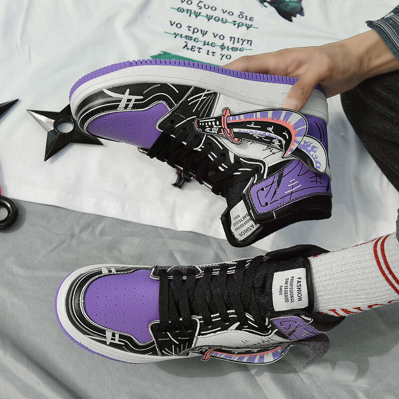 Fashion Purple High Top Casual Sneaker Hip-Hop Des igner Anime Sneakers for Men Streetwear Platform Skateboarding Shoes