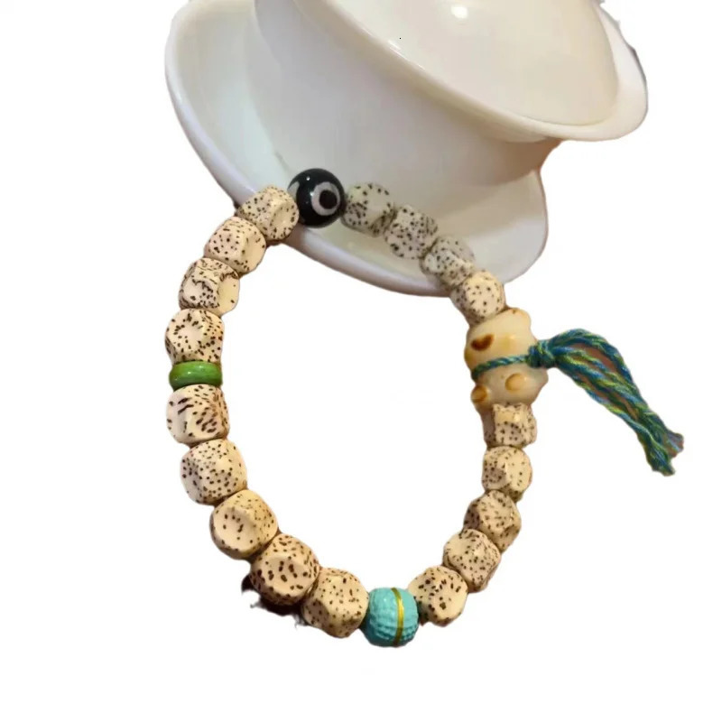 Xiangxiang Xingyue with Bodhi Love Bear Single Circle Buddha Bracelet Beads Men and Women Jewelry Accessories 250102