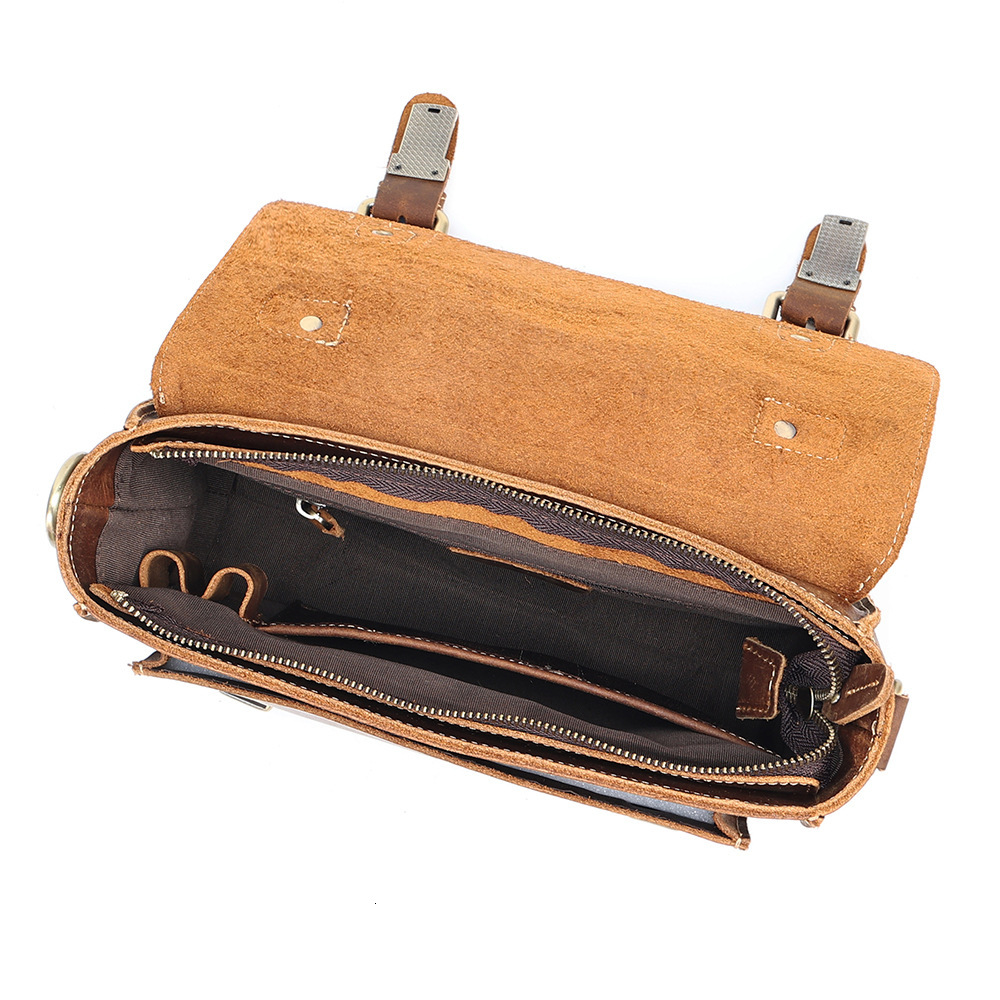 New Small Square Casual Shoulder Crazy Horse Leather Handbag, Crossbody Bag, Men's Style