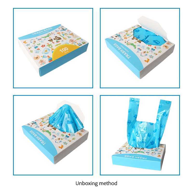 Biodegradable Dog Cat Easy Tie Handle Pet Waste Bags Doggie Poop Bags Dogs Baby Diaper Garbage Bag Car Trash bagXJ250104