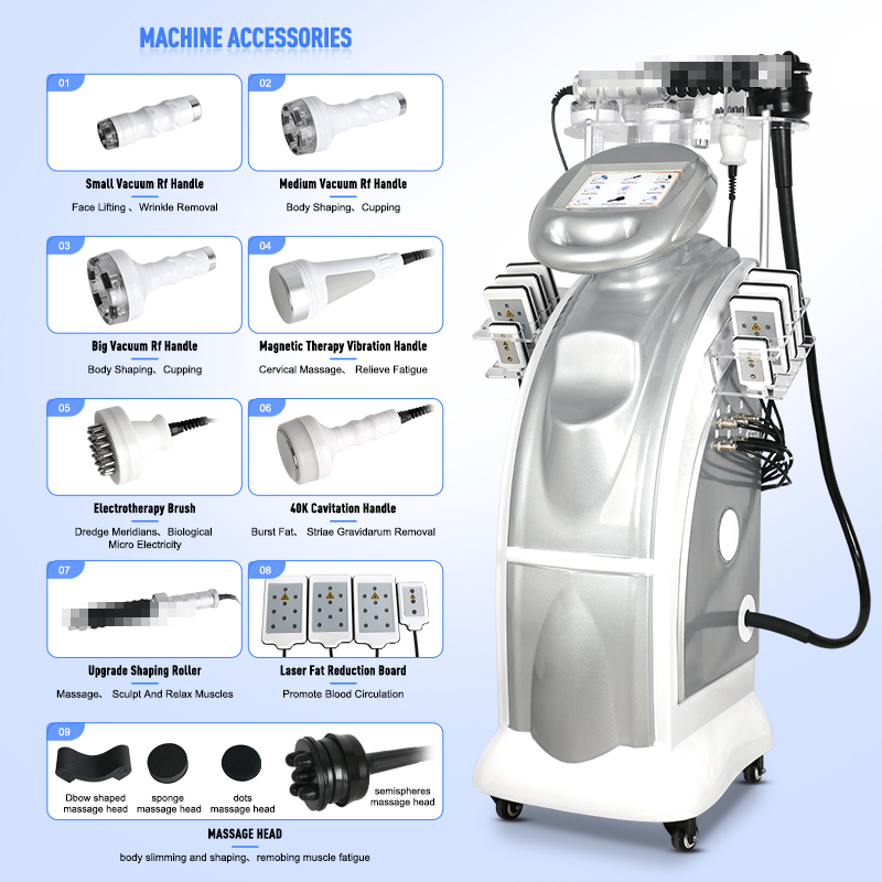 9 in 1 25k 40k 80k fat ultrasonic cavitation slimming machine lipolaser vacuum rf cavitation system liposuction machine device