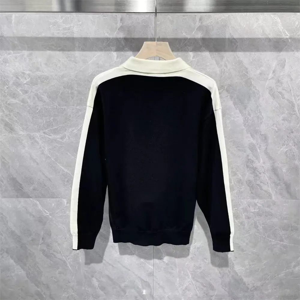 2025 Spring/Autumn Polo Shirt Mens Clothing Color Splicing Long Sleeve T-shirt UK Ultra Thin Collar Knitted Casual T-shirt Top 250103