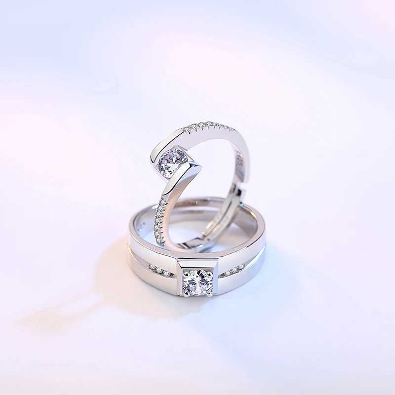 Real 925 Stelring Silver New Mans Couple Jewelry Fashion Crystal Zircon Ring For Woman XY0392XJ250104