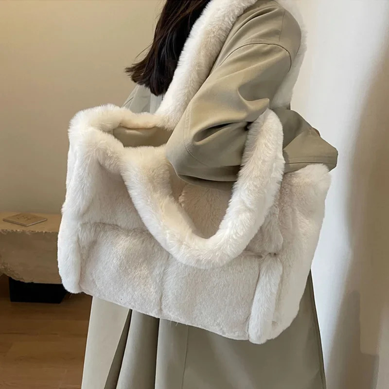 Winter Soft Plush Shoulder Bag Fluffy Faux Fur Bags for Women Warm Handbags and Purses Large Shopper Purses Bags Female 250102