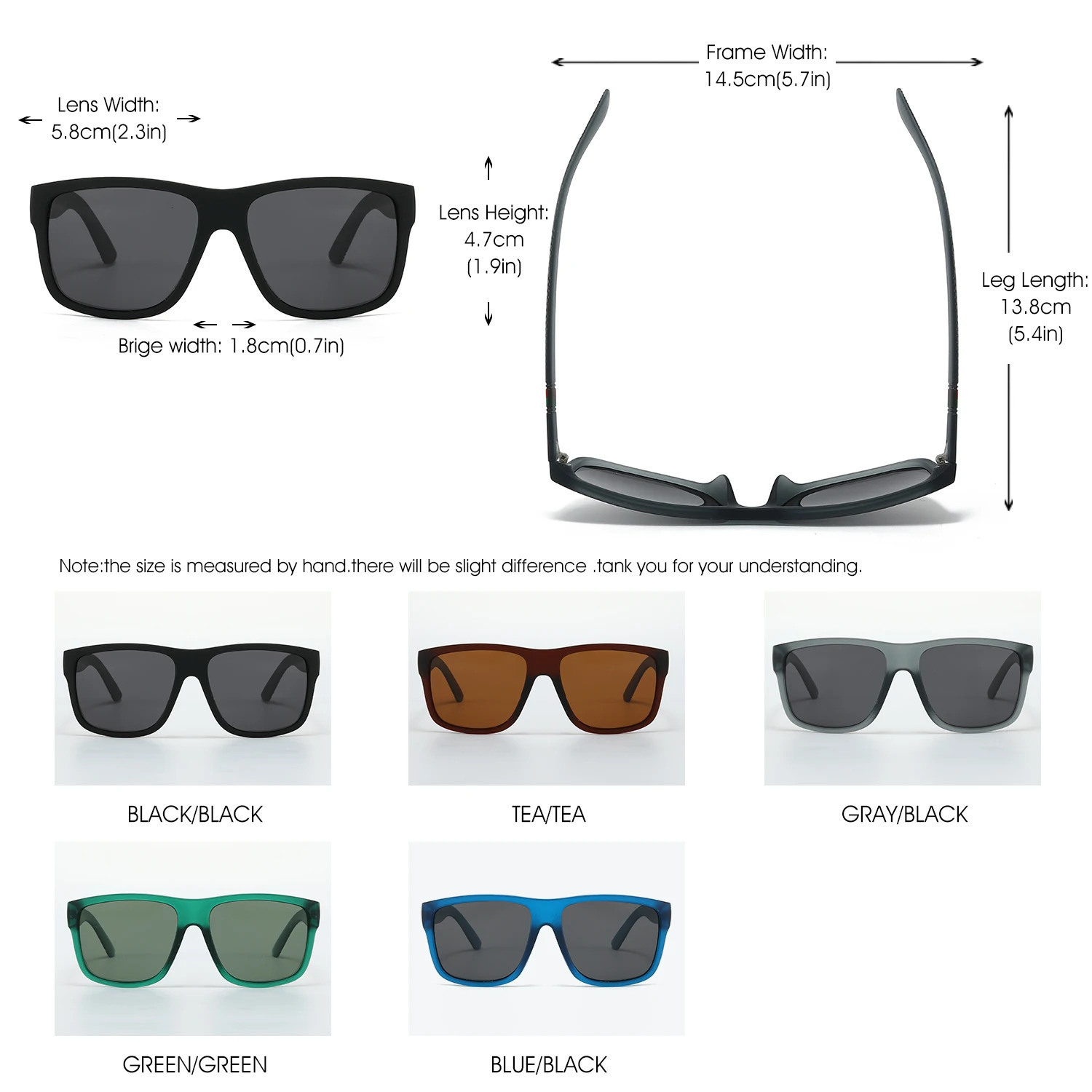 Fashion Oversized Polarized Sunglasses Men Women Driving Fishing Travel Vintage Square Sun Glasses For Man UV400 Eyewear 241228