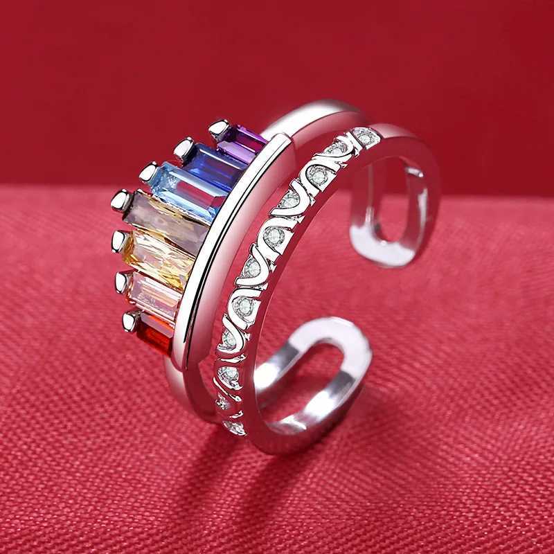 925 Sterling Silver Ring Hot AAA Zircon adjustable Size Engagement Rings For Women Wedding Ring Party Fashion N Jewelry GiftXJ250104
