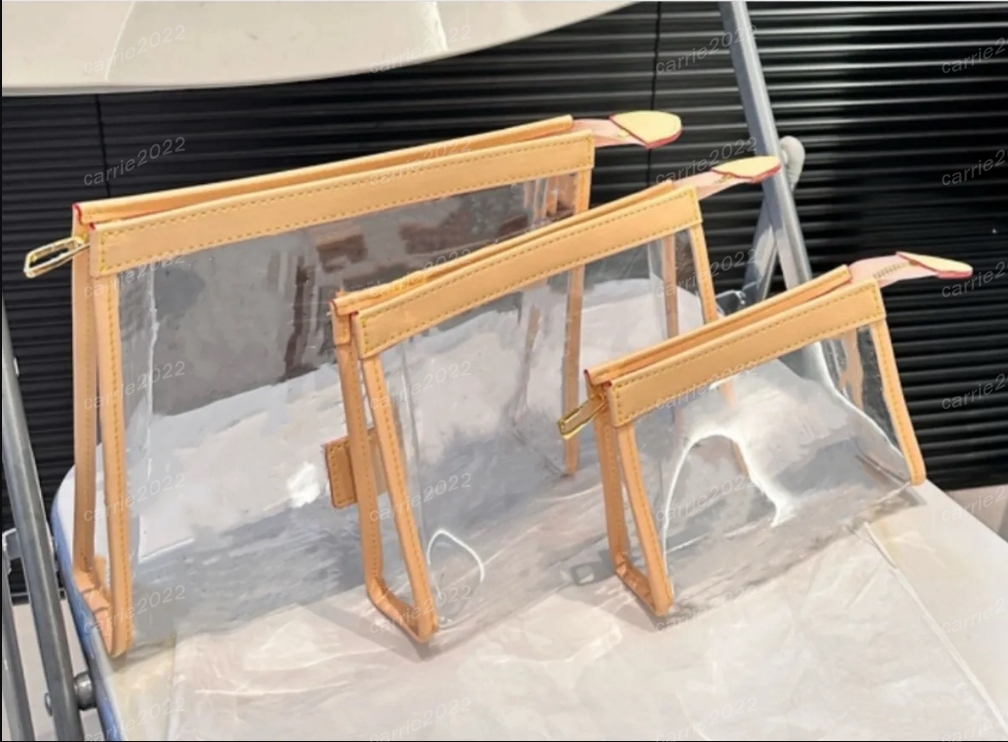 Luxury's Jelly makeup bag cosmetic plastic bag Designers bags Women clutch bag with Box