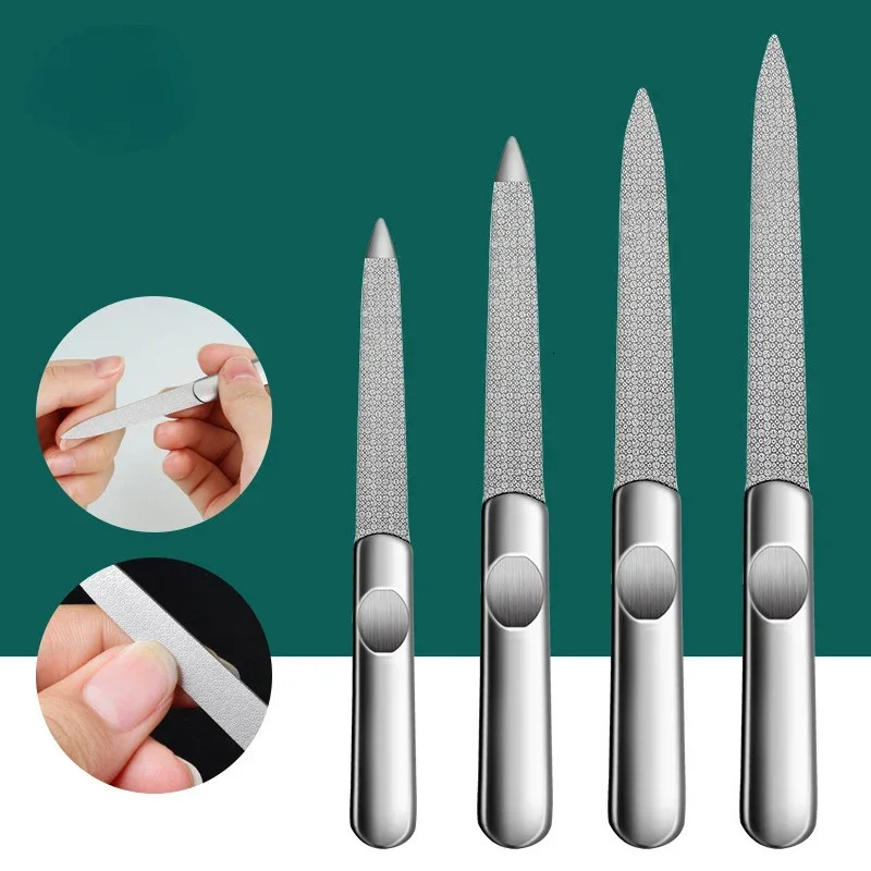 1PCS Professional Stainless Steel Nail File Buffer Metal Double Side Grinding Rod Manicure Pedicure Scrub Arts Tools Thick 241230