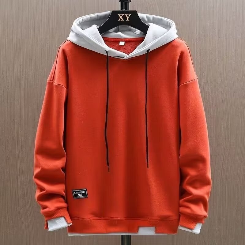 Fake two hoodies mens trend 2024 thin fashion brand mens spring and autumn casual loose hooded jacket
