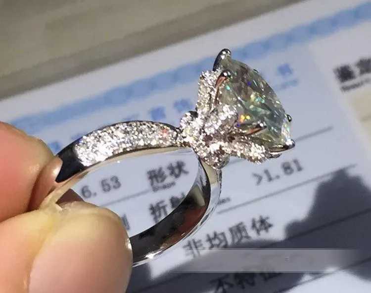 Female Flower ring 925 sterling silver Round 3ct AAAAA Zircon cz Engagement Wedding Band Rings for women Bridal Party JewelryXJ250104