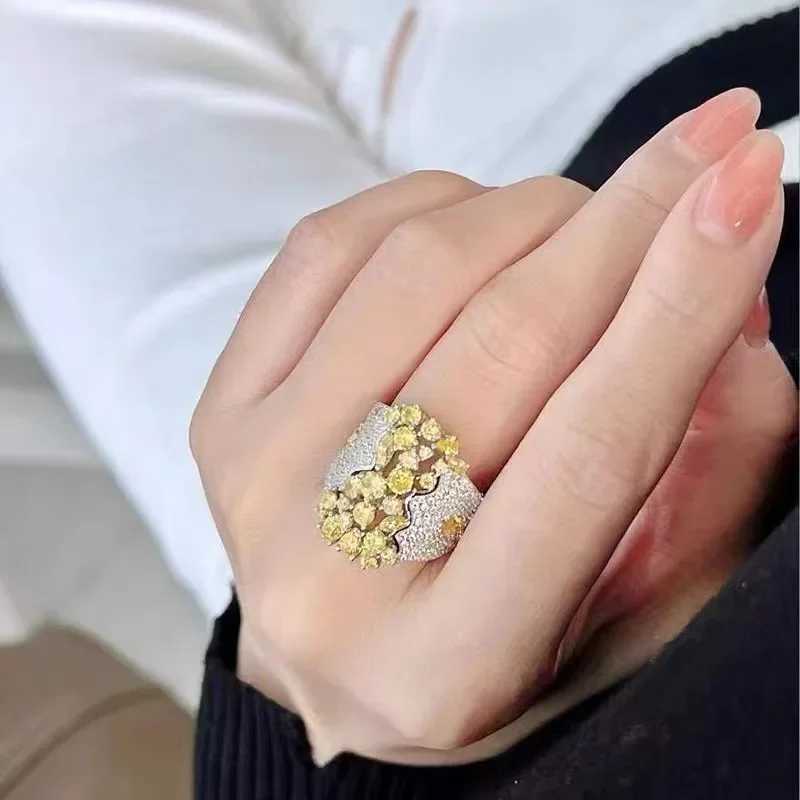 Original Sterling Silver Ring for Women Natural Yellow Cubic Zirconia Wedding Engagement Band Gift Jewelry Senior AccoriesXJ250104