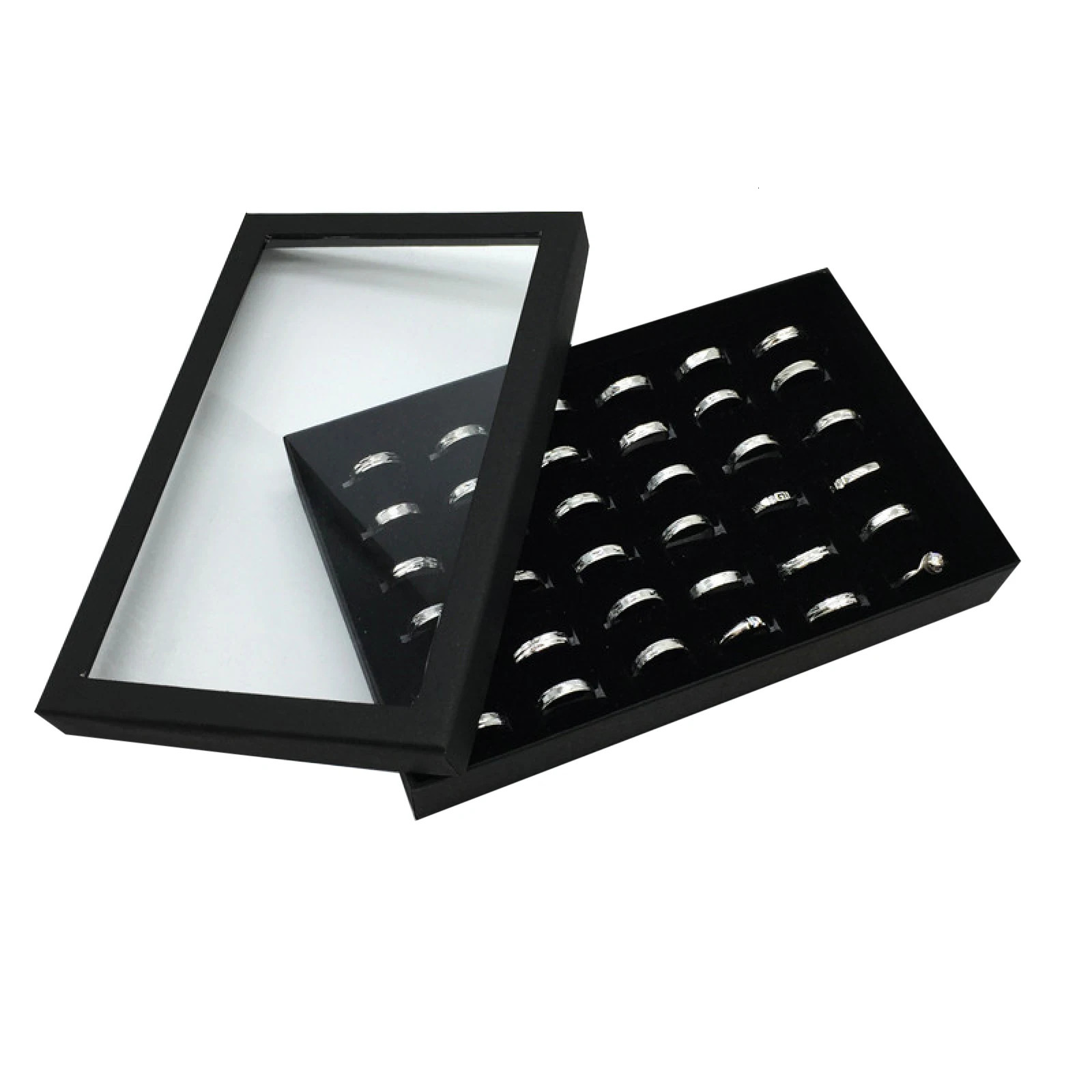 Ring Holder Display Tray Jewelry Organizer Stands For Selling Rings Earrings Show Velvet Case 36 Hole Storage Box 241225