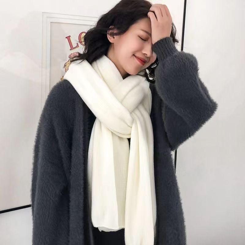 T052 Korean version autumn and winter scarf female fashion solid color all-match thick warm student men and women couple scarf female winter style