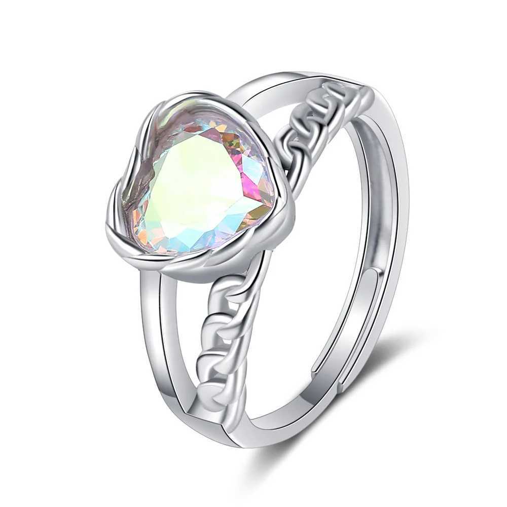 925 Sterling Silver Heart Crystal Adjustable Rings Wedding Luxury Jewelry For Women and Money 925XJ250514
