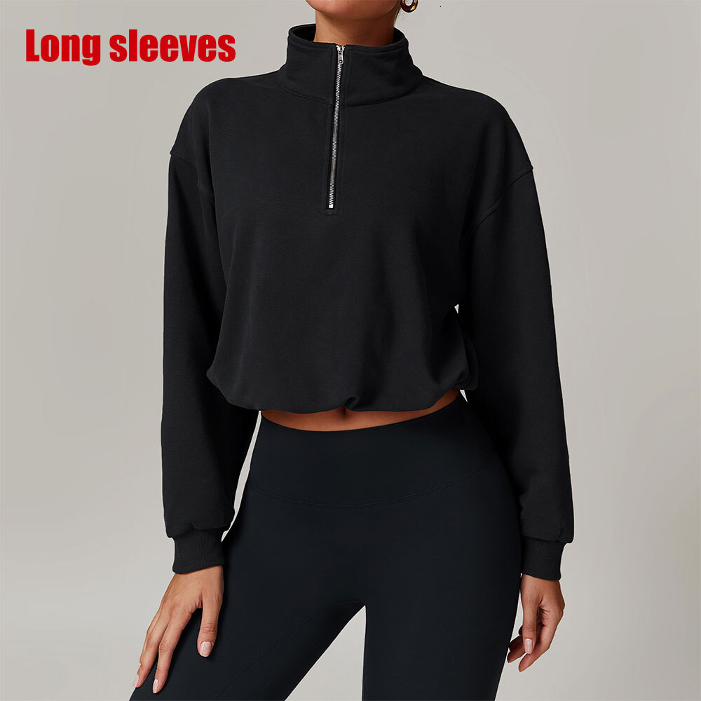 Cotton Winter Outdoor High Collar Yoga Top Coat Running Women's Jacket Half Zipper Women Sports Gym Long Sleeves