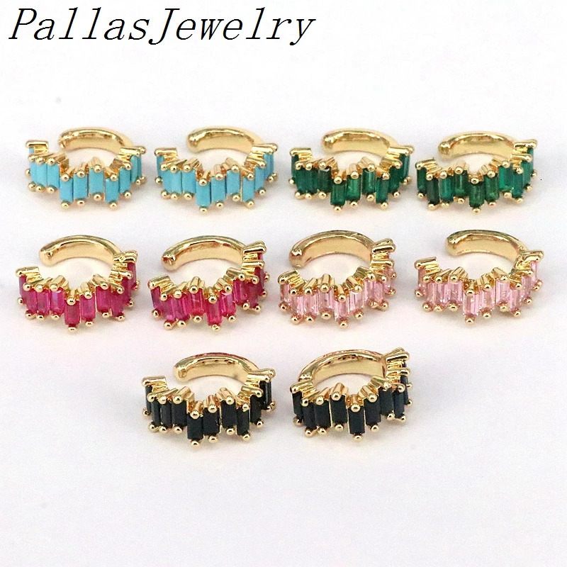 5Pairs Fashion Ladies Gold Plated Trend Crystal Ear Cuff Zircon Clip On Earrings Fine Without Piercing Earrings Jewelry Gift 250103