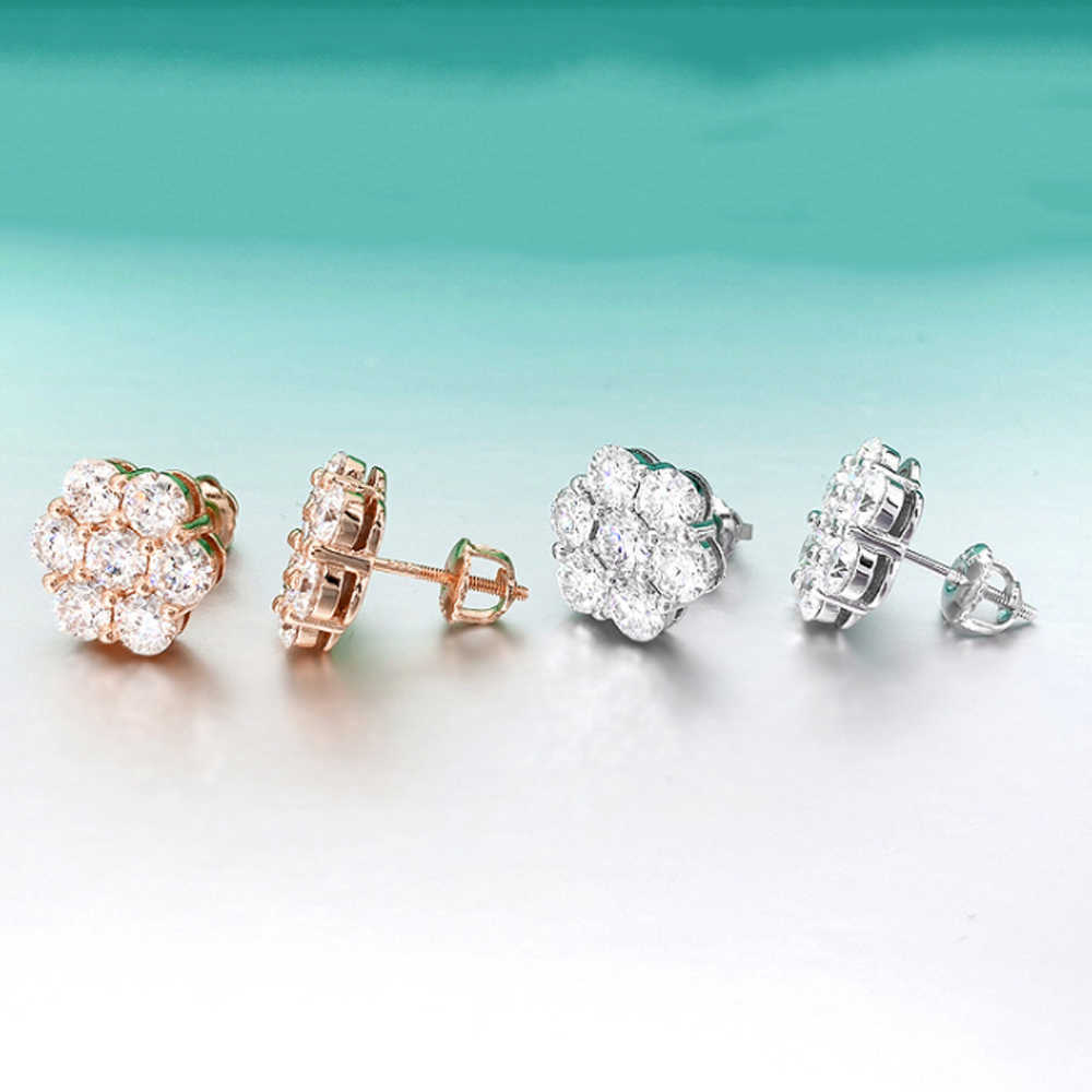 Icedminer 4MM Moissanite Iced Out Real Diamond Ear Stud For Women Men Hip Hop Jewelry Pass Tester Mossanite s925 Silver Earring